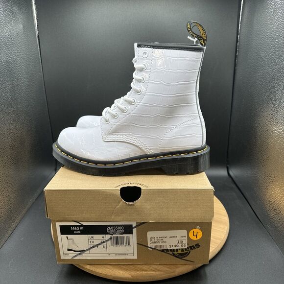 Dr. Martens 1460 Womens Size 6 Platform Boots White Smooth Leather High Doc NEW